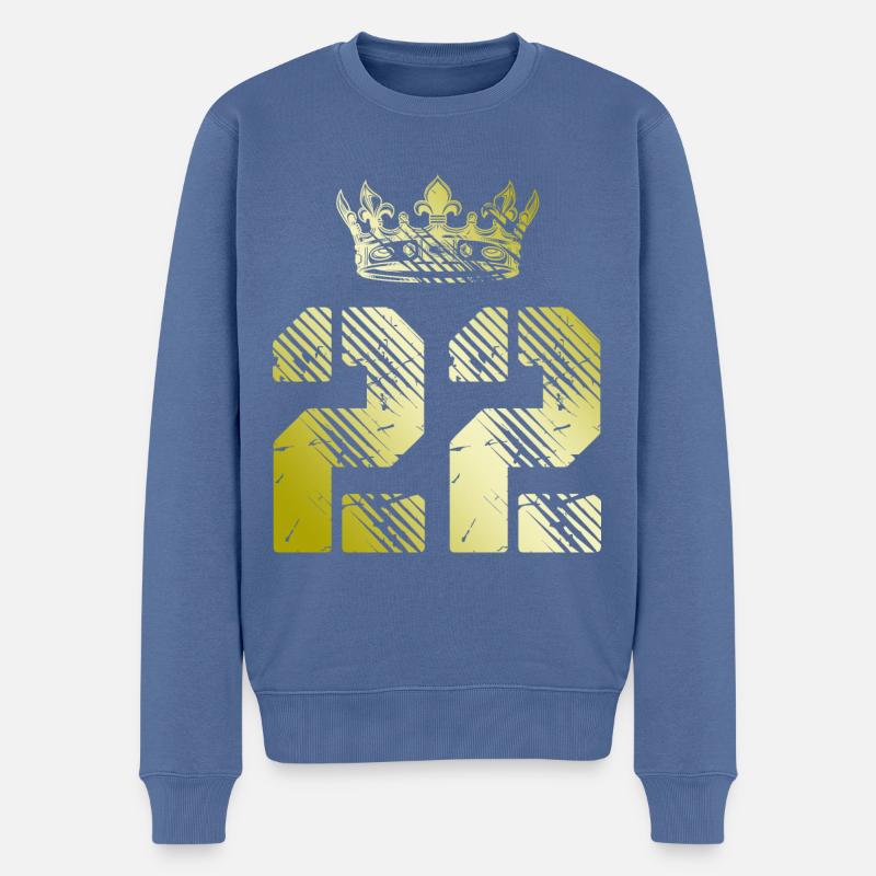 22 Couronne de numéros - Pull Premium bio Homme - bleu pigeon