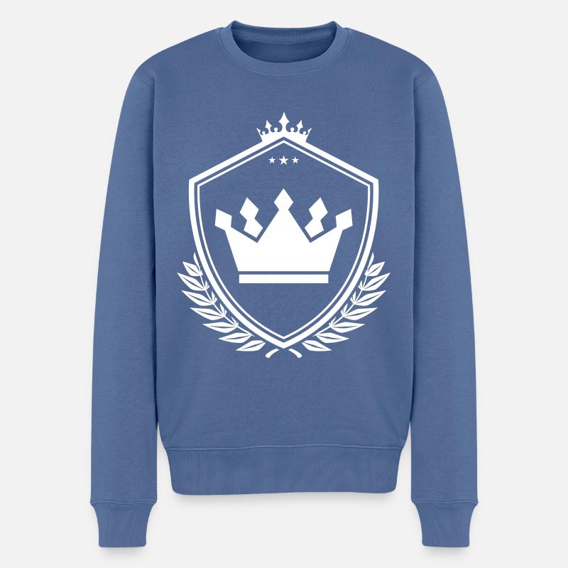 Krone Symbol Schild - Männer Premium Bio Pullover - Taubenblau