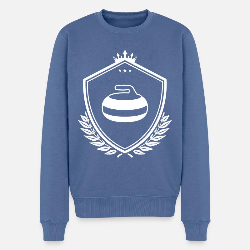 Curling Wappen - Männer Premium Bio Pullover - Taubenblau