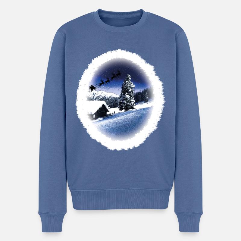 Weihnachtsrodeln - Männer Premium Bio Pullover - Taubenblau