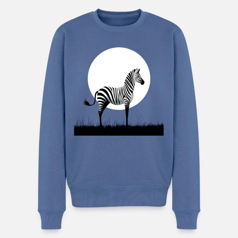 Zebra Minimalismus - Männer Premium Bio Pullover - Taubenblau