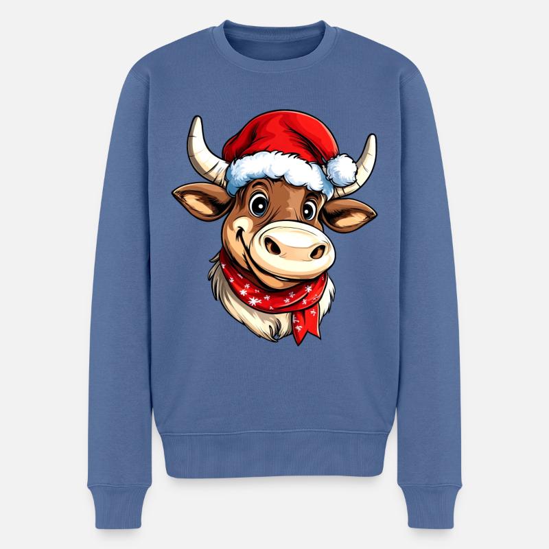 Taureau de Noël - Pull Premium bio Homme - bleu pigeon