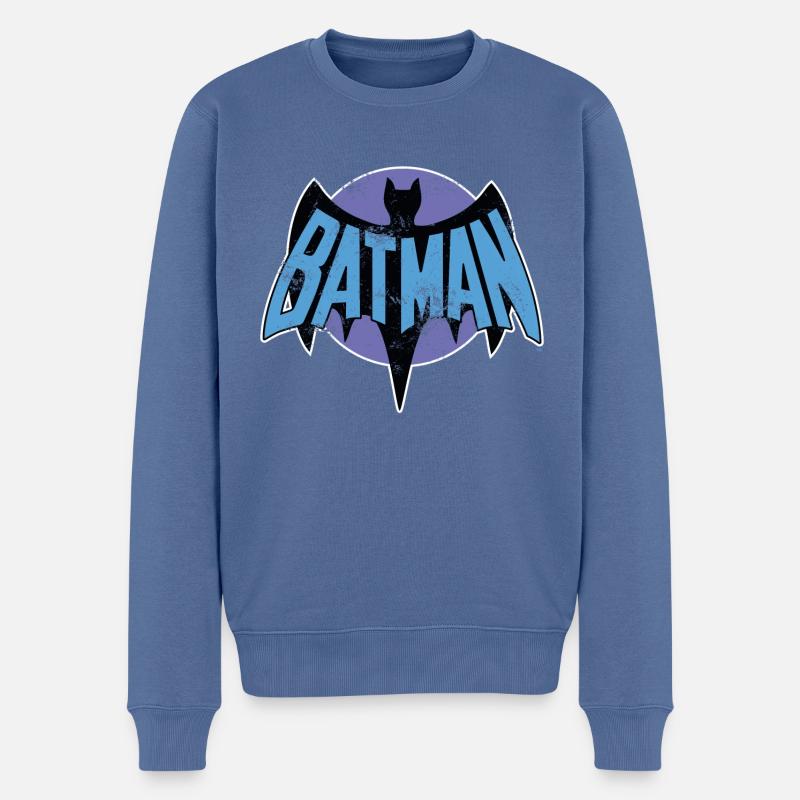 DC Comics Batman Logo Rétro Look Usé - Pull Premium bio Homme - bleu pigeon