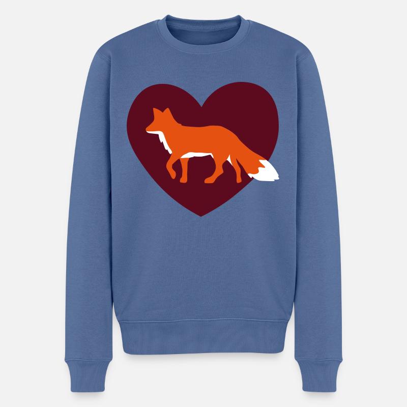 Fuchs - Fox - Renard - Männer Premium Bio Pullover - Taubenblau