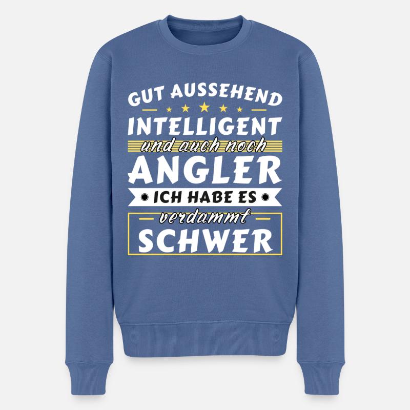 Gut aussehend intelligent - Angler Edition - Männer Premium Bio Pullover - Taubenblau