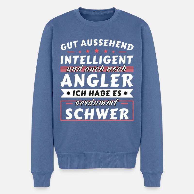 Gut aussehend intelligent - Angler Edition - Männer Premium Bio Pullover - Taubenblau