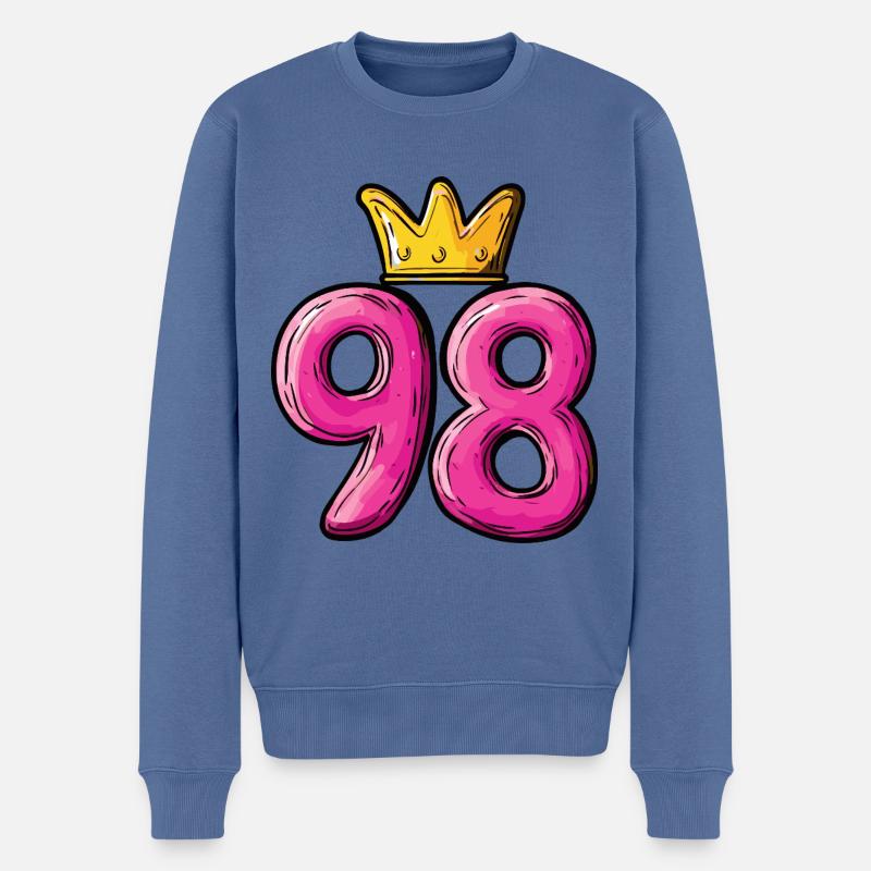 98 Zahl Krone - Männer Premium Bio Pullover - Taubenblau