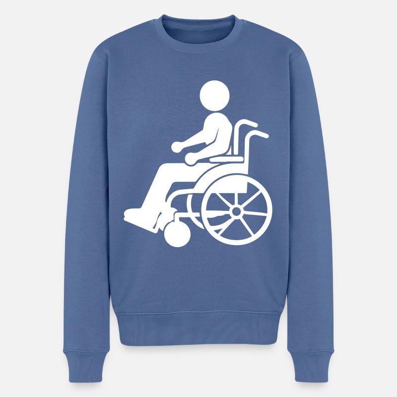 Mann im Rollstuhl Barrierefreiheit - Männer Premium Bio Pullover - Taubenblau