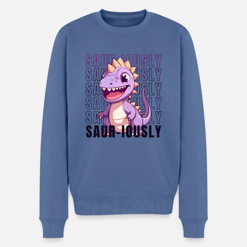 Dinosaurier - SAURIOUSLY - Männer Premium Bio Pullover - Taubenblau