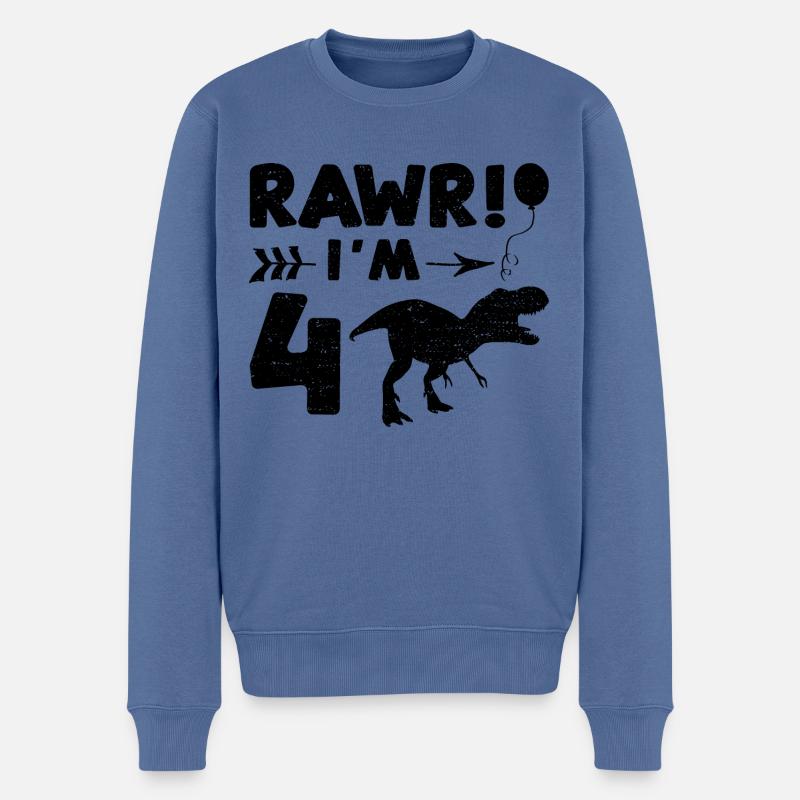 Rawr I'm 4 - 4th Birthday - Pull Premium bio Homme - bleu pigeon