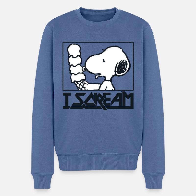 Peanuts Snoopy I Scream Ice Cream Glace - Pull Premium bio Homme - bleu pigeon