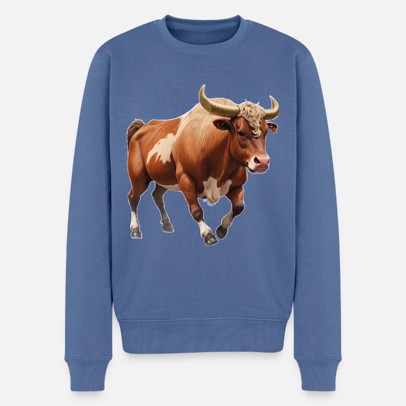 Stier - Männer Premium Bio Pullover - Taubenblau