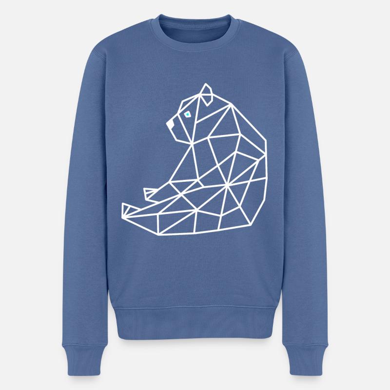 Ligne géométrique de l’ours - Pull Premium bio Homme - bleu pigeon