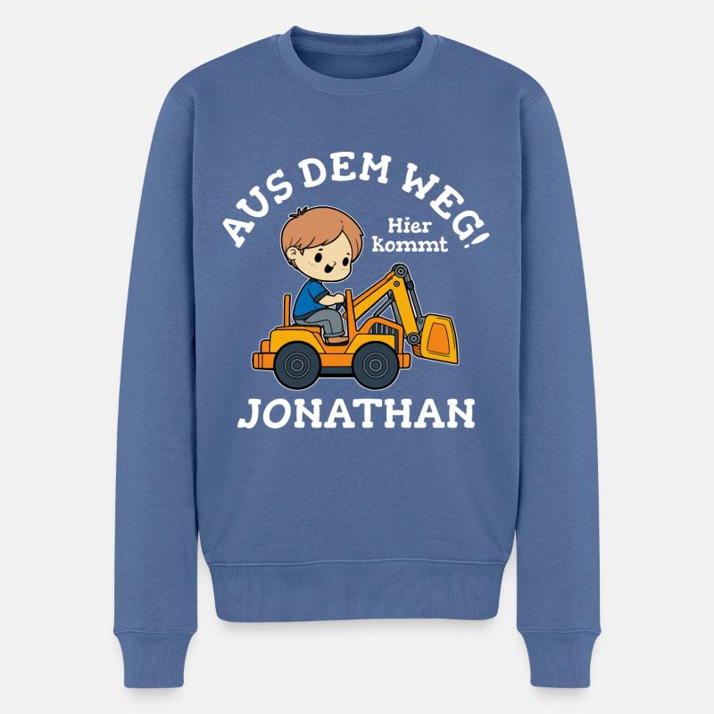 Jonathan Vorname Bagger - Männer Premium Bio Pullover - Taubenblau