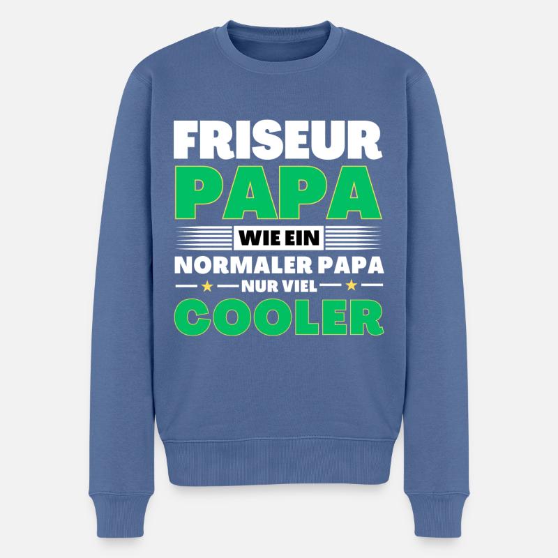 Friseur Papa wie ein normaler nur viel cooler - Männer Premium Bio Pullover - Taubenblau