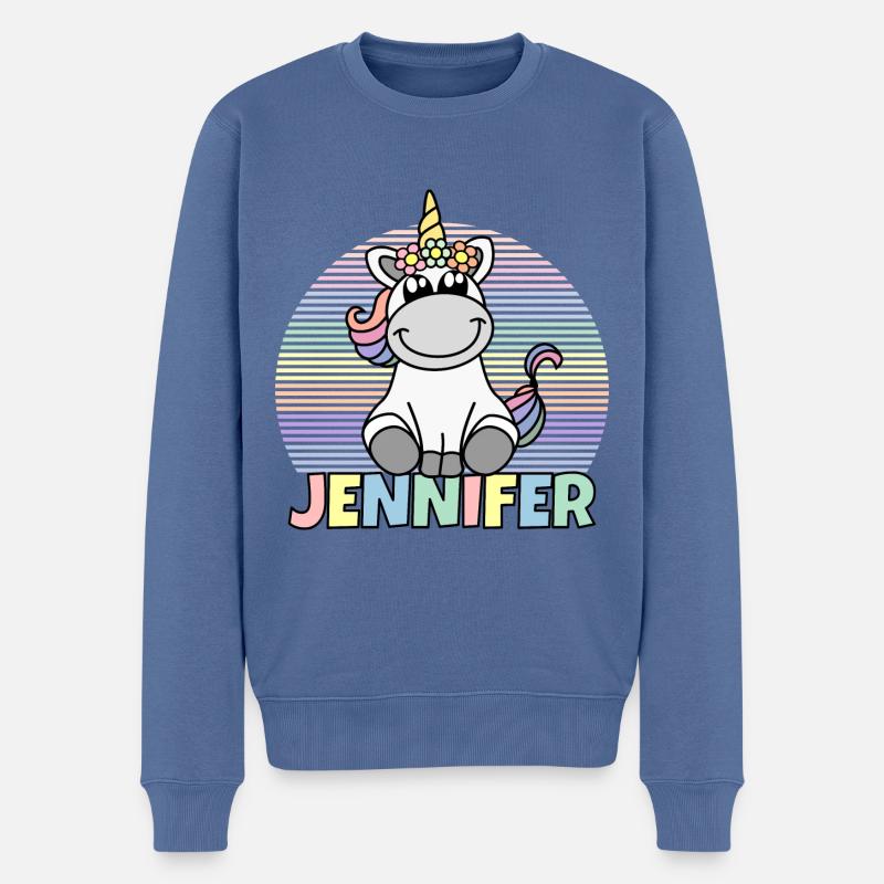 Jennifer Einhorn Name - Männer Premium Bio Pullover - Taubenblau