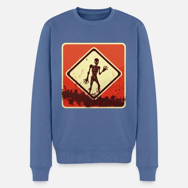 Halloween Zombieschild - Männer Premium Bio Pullover - Taubenblau