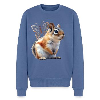 Fliegendes Eichhörnchen - Männer Premium Bio Pullover - Taubenblau - Vorne - Nico (187cm)