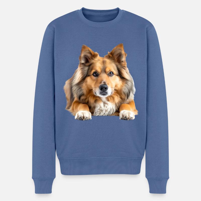 Icelandic Sheepdog - Männer Premium Bio Pullover - Taubenblau