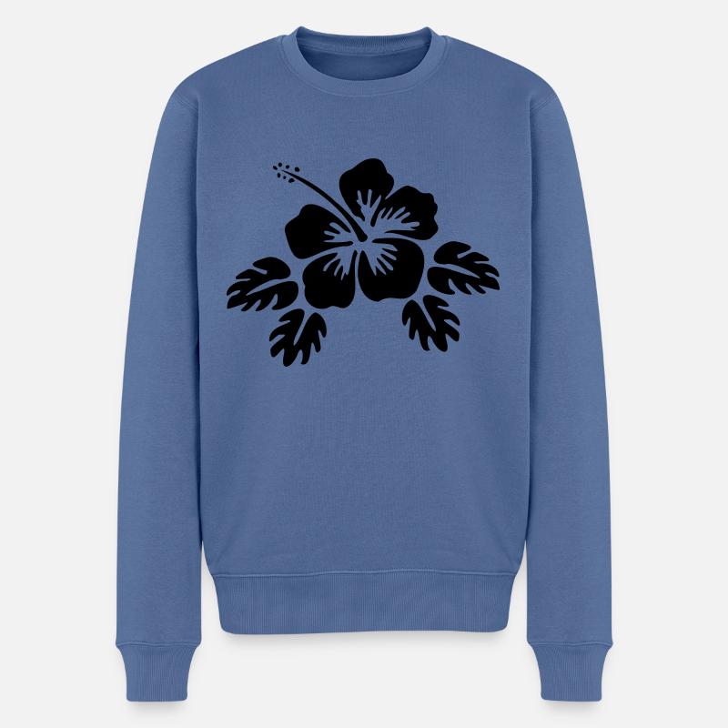 Hibiskusblüte Blüte Blume Aloha - Hibiscus flower - Männer Premium Bio Pullover - Taubenblau