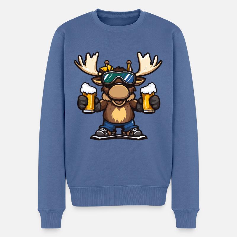 Bière après-ski Moose - Pull Premium bio Homme - bleu pigeon