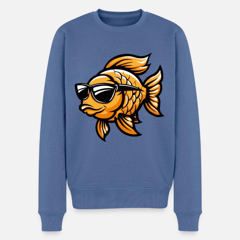 Poisson rouge Bande dessinée cool - Pull Premium bio Homme - bleu pigeon