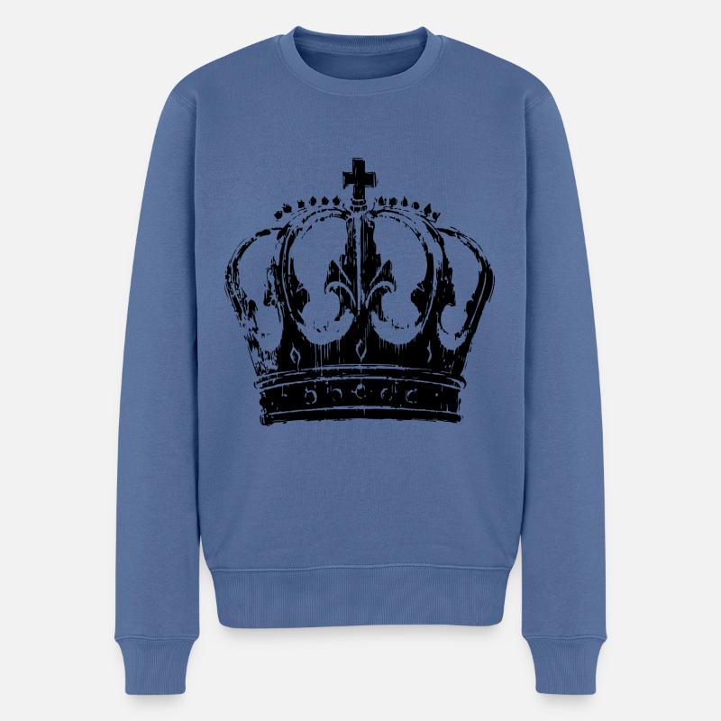 Krone Symbol - Männer Premium Bio Pullover - Taubenblau