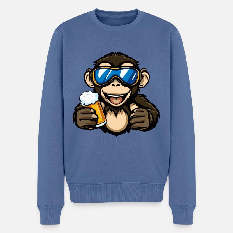 Affe Apres Ski Bier - Männer Premium Bio Pullover - Taubenblau