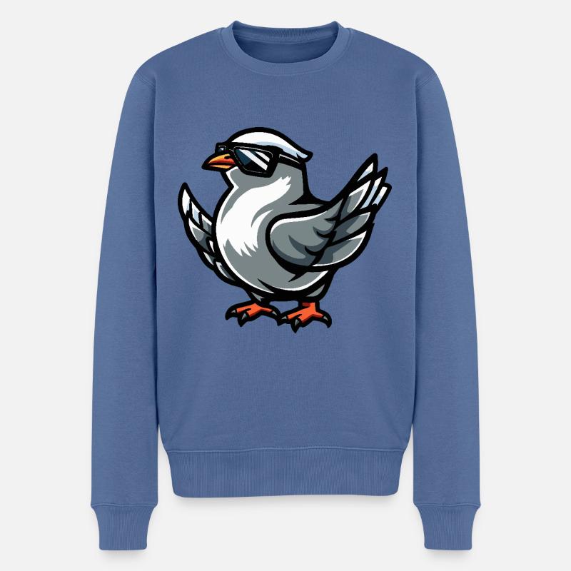 Taube Vogel Cool Comic - Männer Premium Bio Pullover - Taubenblau