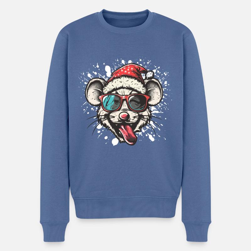 Souris Noël Drôle - Pull Premium bio Homme - bleu pigeon