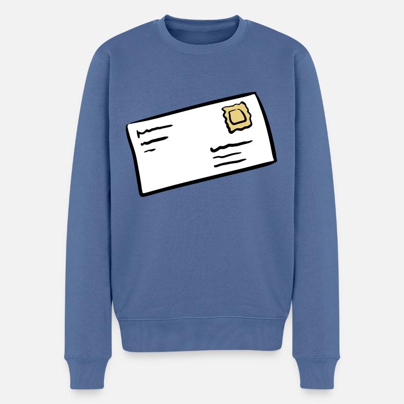 Brief Briefumschlag letter envelope Briefpost - Männer Premium Bio Pullover - Taubenblau