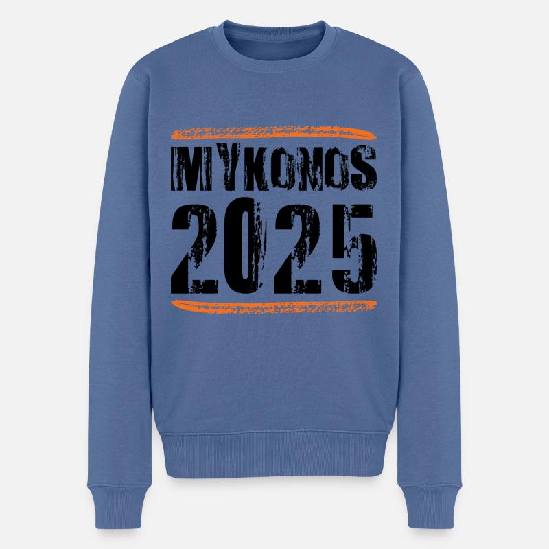 Mykonos 2025 Spruch - Männer Premium Bio Pullover - Taubenblau