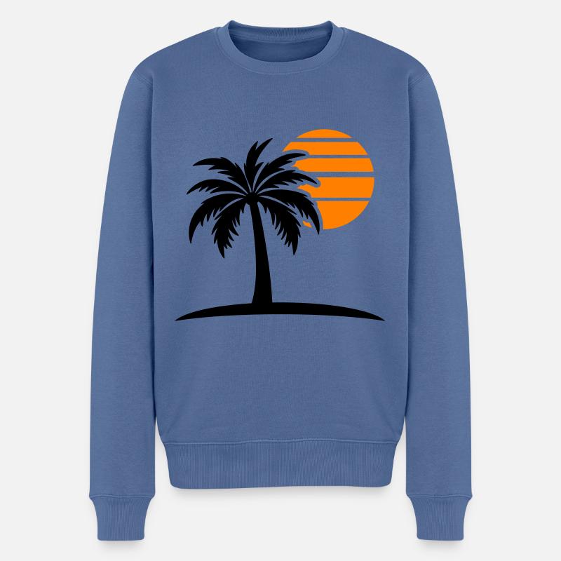 Palme Sonne Insel - Männer Premium Bio Pullover - Taubenblau