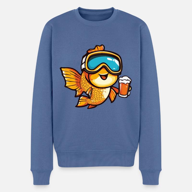 Bière d’après-ski Goldfish - Pull Premium bio Homme - bleu pigeon