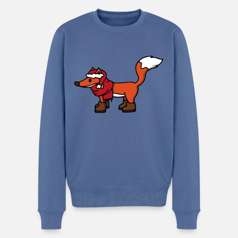 Weihnachtsfuchs Fuchs Weihnachten Winterfuchs - Männer Premium Bio Pullover - Taubenblau