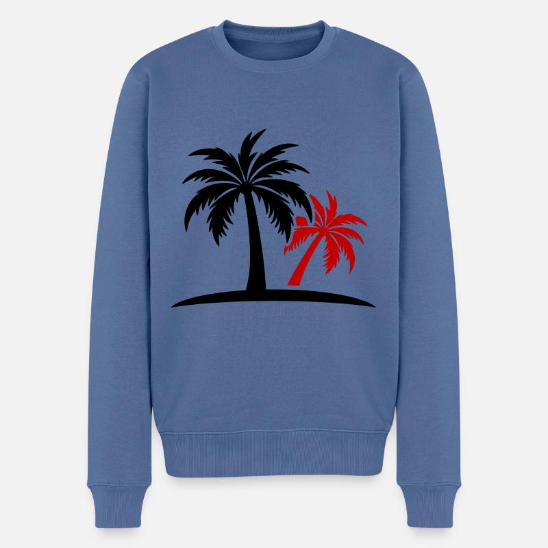 Palmen Insel - Männer Premium Bio Pullover - Taubenblau