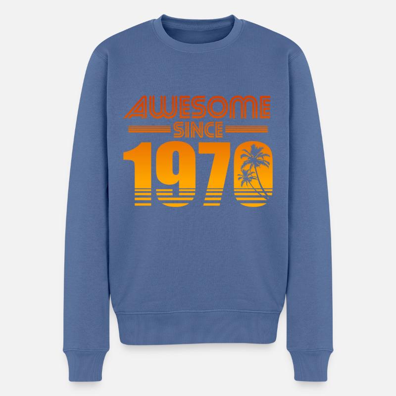 Jahrgang 1970 Geburtstag retro Geschenk - Männer Premium Bio Pullover - Taubenblau