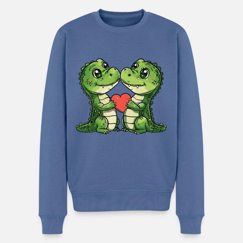 Alligator Paar Liebe - Männer Premium Bio Pullover - Taubenblau