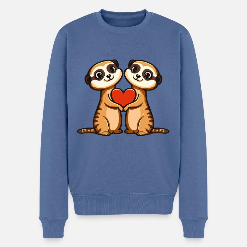 Suricate Couple Saint-Valentin - Pull Premium bio Homme - bleu pigeon