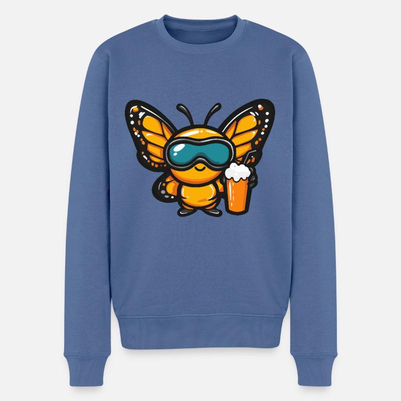 Bière d’après-ski Butterfly - Pull Premium bio Homme - bleu pigeon
