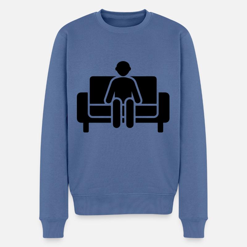 Couch Sitzen Faul - Männer Premium Bio Pullover - Taubenblau
