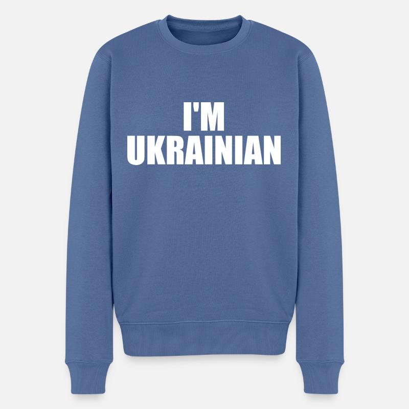 Ukraine - Männer Premium Bio Pullover - Taubenblau