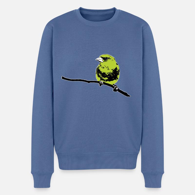 Grünfink modern - Männer Premium Bio Pullover - Taubenblau