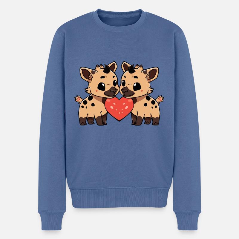 Hyène Couple Saint-Valentin - Pull Premium bio Homme - bleu pigeon