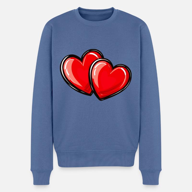 Herzen Liebe Symbol - Männer Premium Bio Pullover - Taubenblau