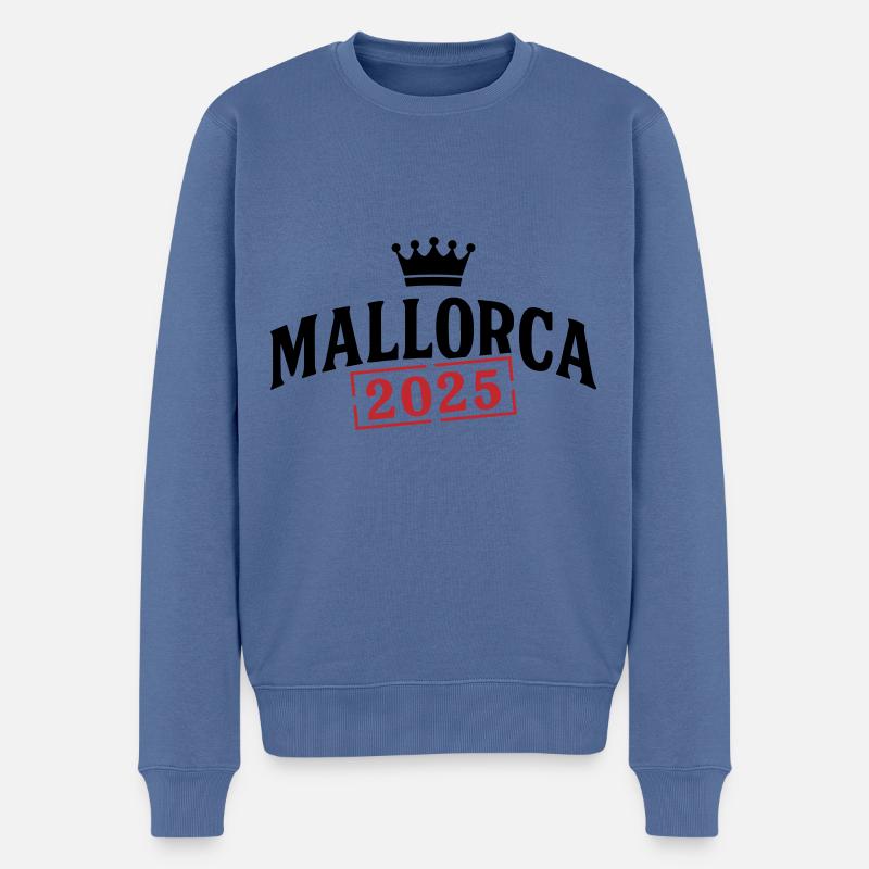 Mallorca 2025 Krone - Männer Premium Bio Pullover - Taubenblau