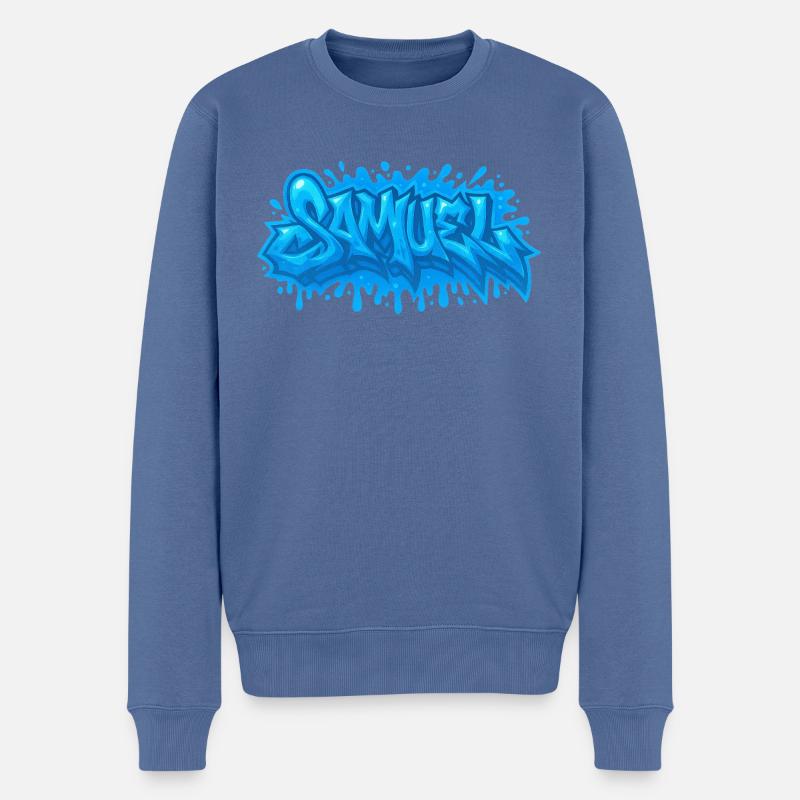 Graffiti Samuel Prénom cadeau idéal imprimable - Pull Premium bio Homme - bleu pigeon