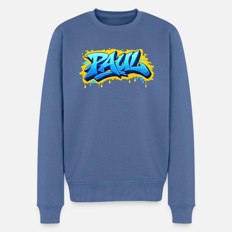 Graffiti PAUL Name Geschenk Ideal druckbar - Männer Premium Bio Pullover - Taubenblau
