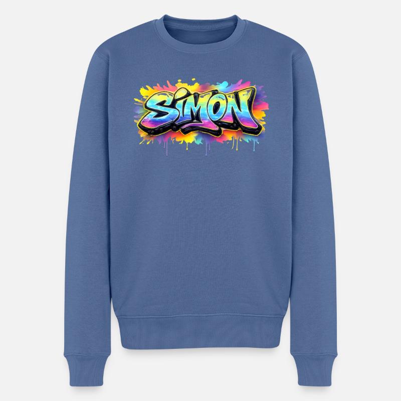 Graffiti SIMON Name Geschenk Ideal druckbar - Männer Premium Bio Pullover - Taubenblau