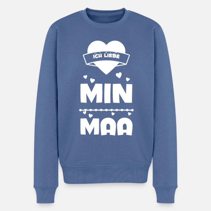 J'aime maa - Pull Premium bio Homme - bleu pigeon